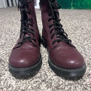Women's Burgundy Lace-Up Boots